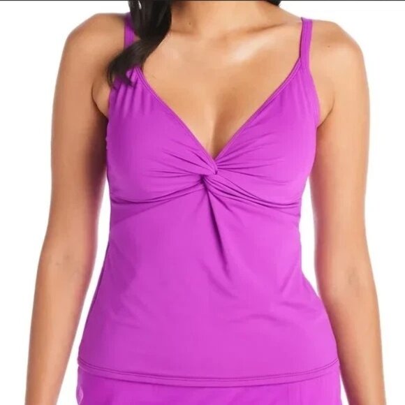 Bleu Rod Beattie Tankini Top Lets Get Twisted Underwire Purple 12D - Picture 1 of 6